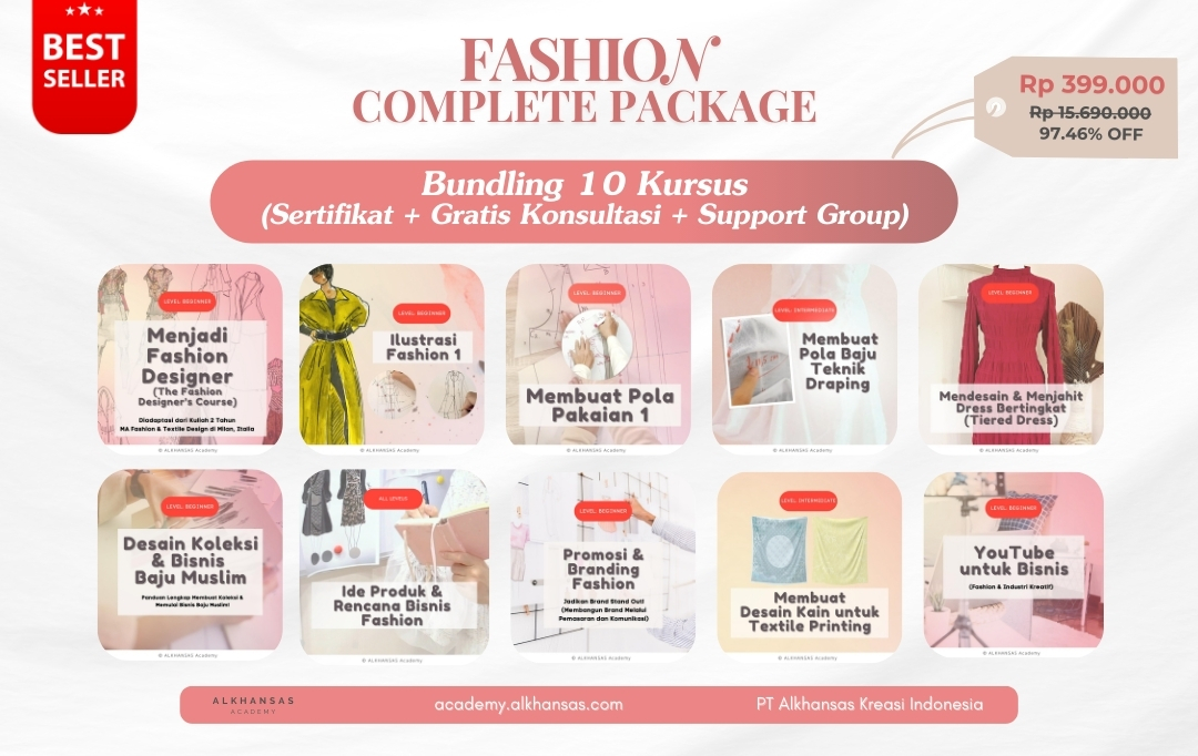 Bundling 10 Kursus (Fashion Complete Package), Materi Diadaptasi dari Kuliah Master of Arts di Milan, Italia