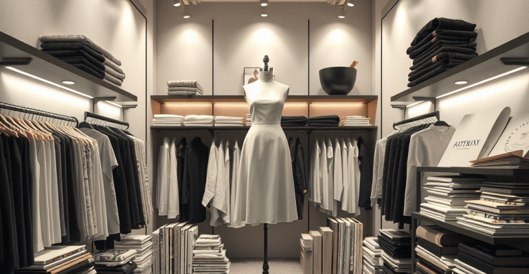 create-a-fashion-studio-in-black-white-cream-with-mannequin