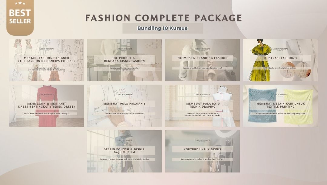 Bundling 10 Kursus (Fashion Complete Package), Materi Diadaptasi dari Kuliah Master of Arts di Milan, Italia