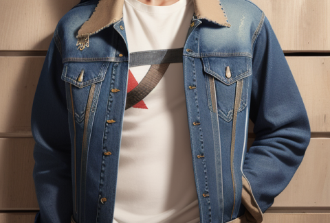 Jaket denim patchwork dari jeans bekas - contoh hasil upcycling fashion